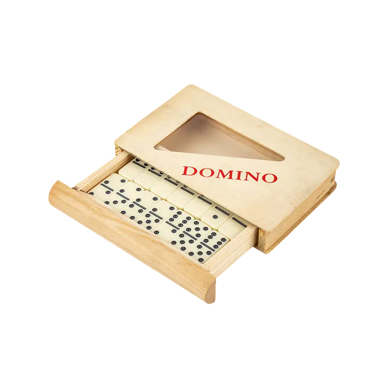 Boîte en bois de style tiroir double six dominos