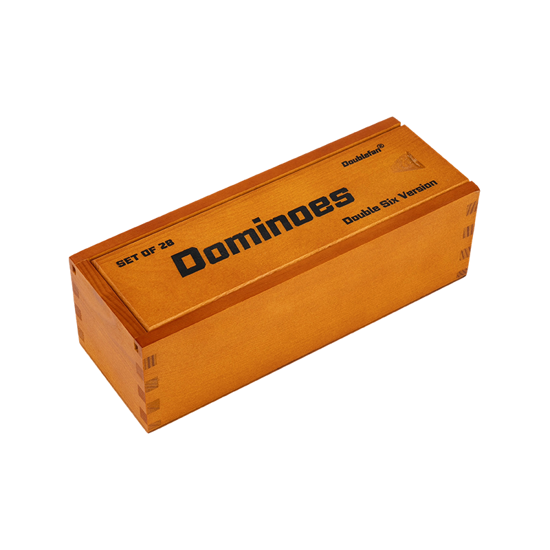 Boîte en bois de style bûche double six dominos