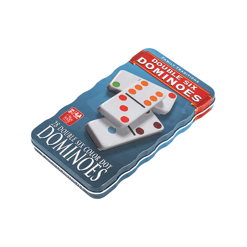 Double Six Domino avec Blue Reutilisable Collecteurs Iron Box 