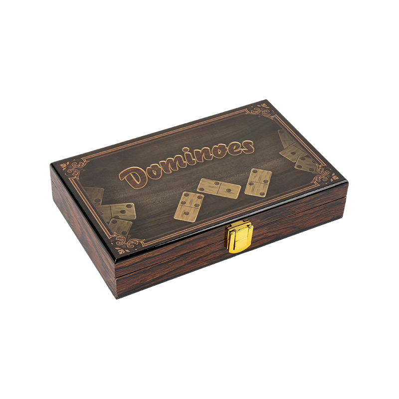 Boîte à bois massif de luxe Double six dominos