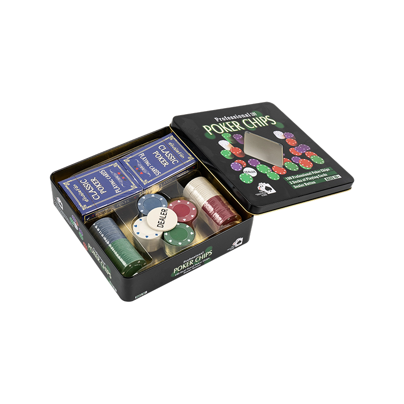 Ensemble de puces de poker de boîte de fer portable 100pcs