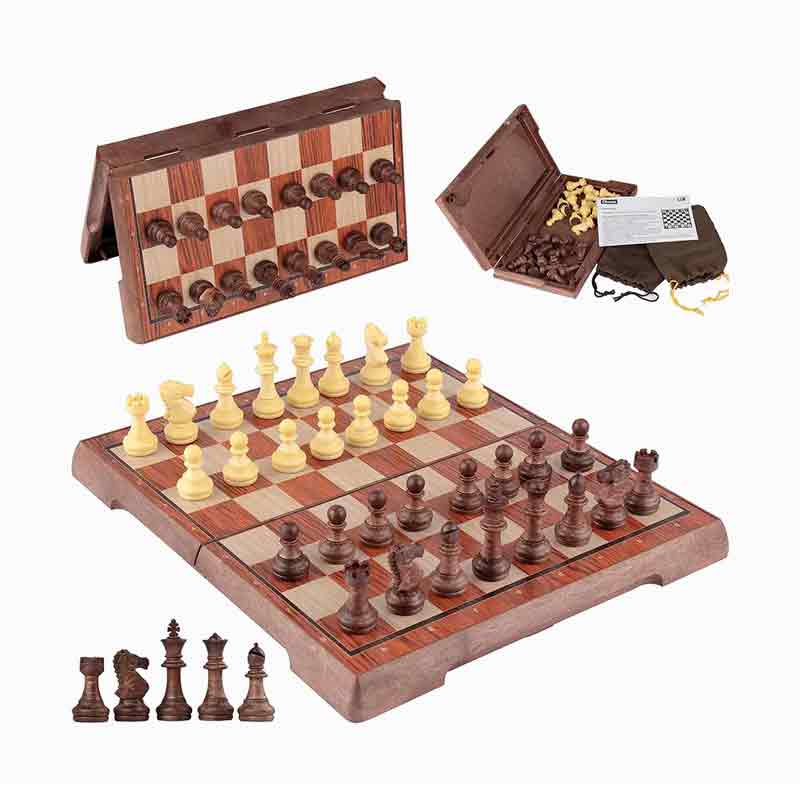 Imitation améliorée en plastique à grains en bois Ensemble d'échecs
